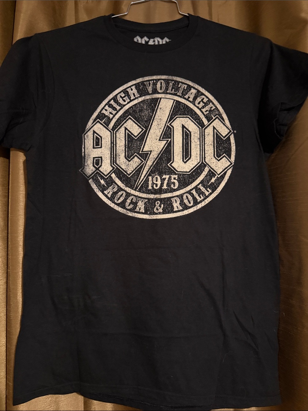 Vintage style AC/DC "High Voltage 1975 Rock & Roll" graphic Black t-shirt